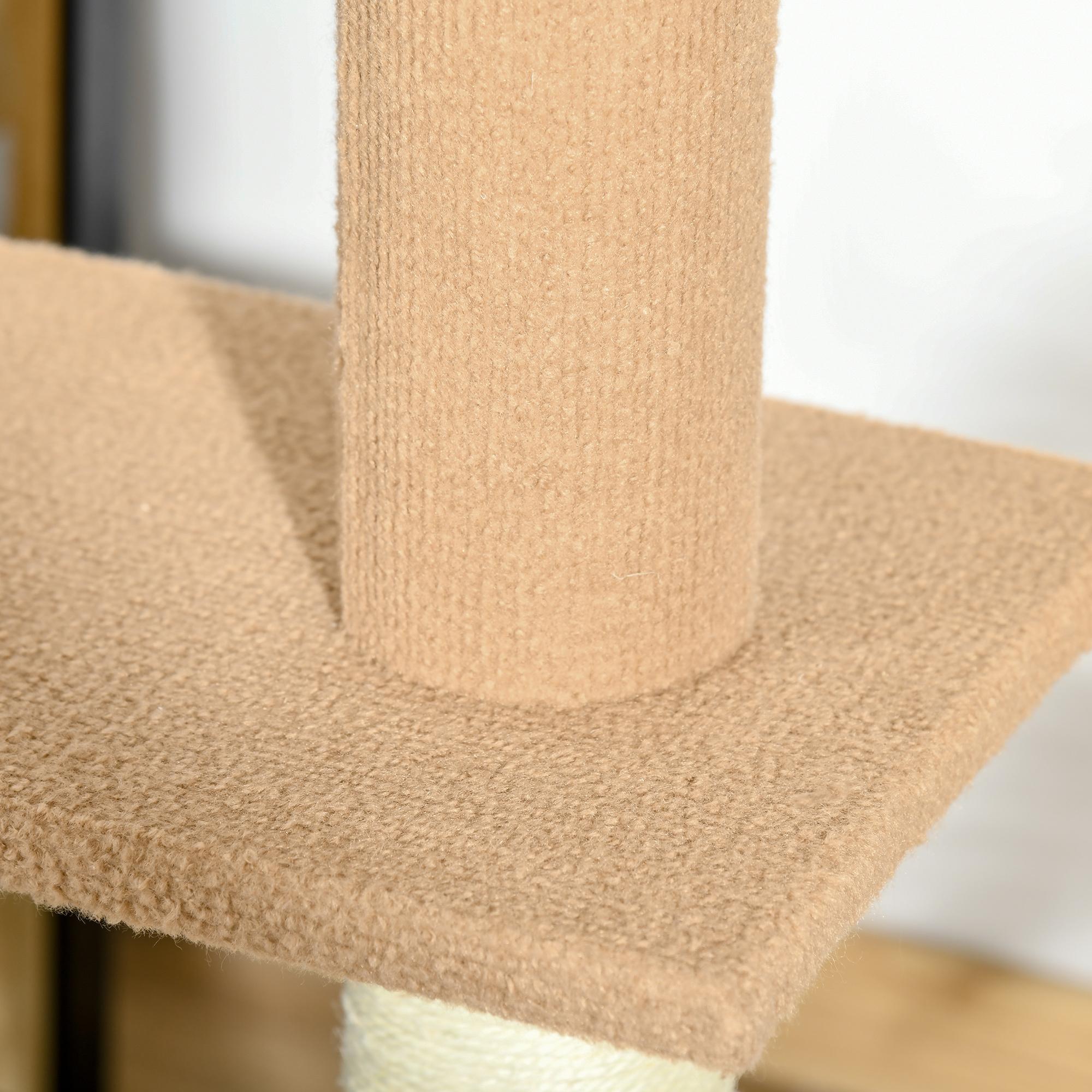 Árbol para Gatos del Suelo al Techo 43x27x228-260 cm Torre para Gatos con Altura Ajustable 4 Plataformas Espaciosas y Poste de Sisal Marrón