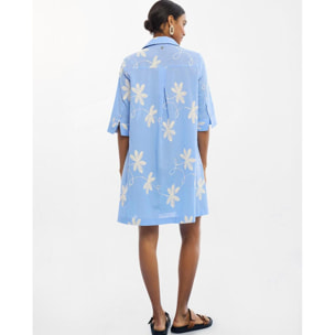 Abito camicia in cotone con ricamo floreale
