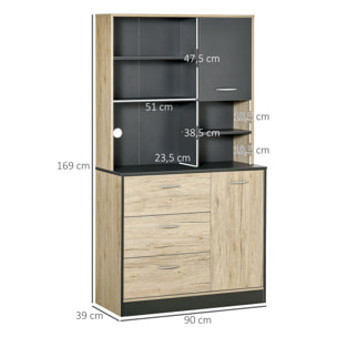 Armoire de cuisine multi-rangements 90L x 39l x 169H cm