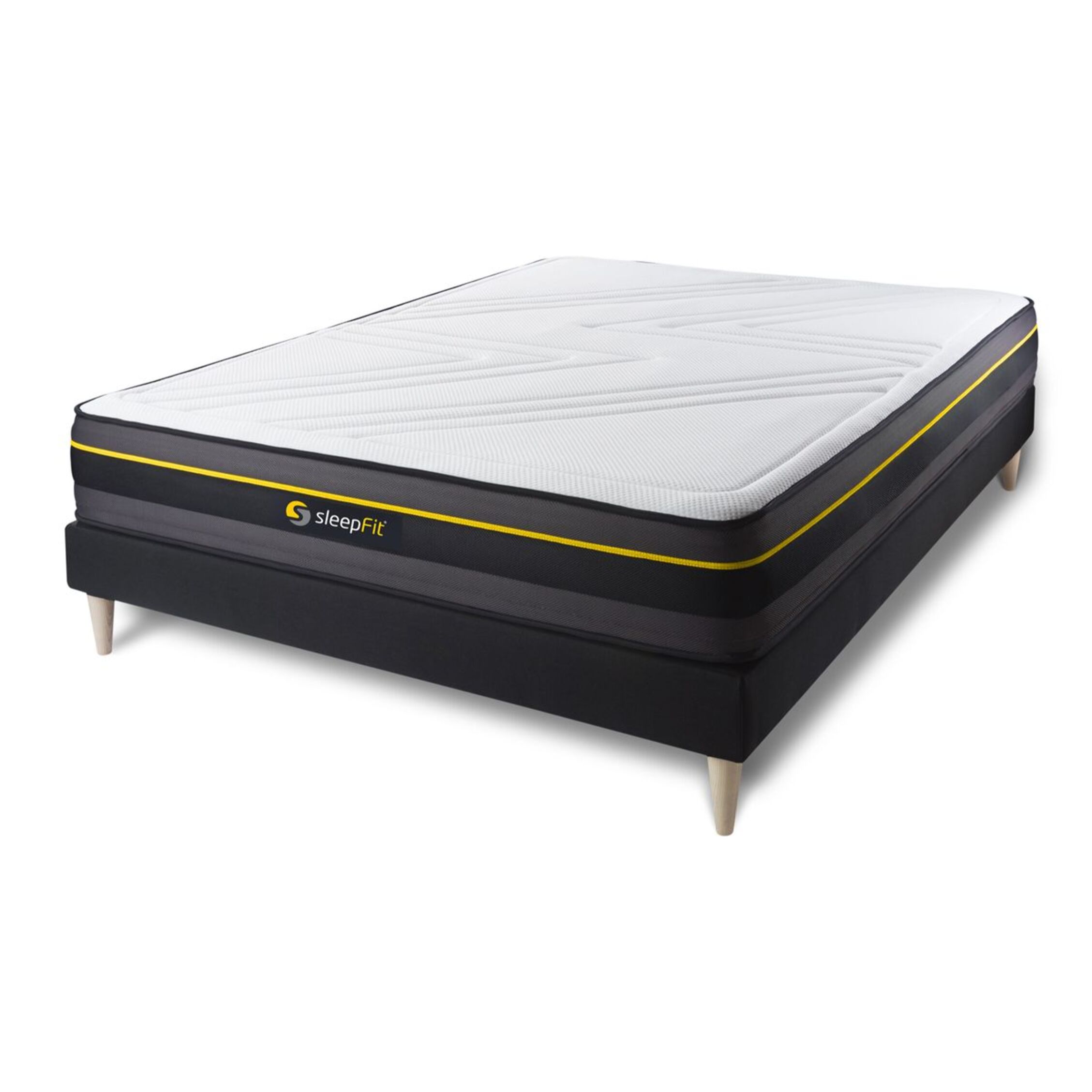 Ensemble Matelas Sommier 180x200 cm - Sommier Noir (en kit) - Active