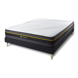 Ensemble Matelas Sommier 180x200 cm - Sommier Noir (en kit) - Active