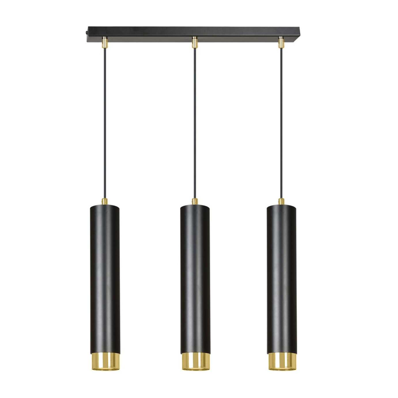 Lampada a sospensione KIBO in acciaio nero opaco e oro