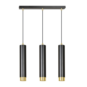 Lampada a sospensione KIBO in acciaio nero opaco e oro