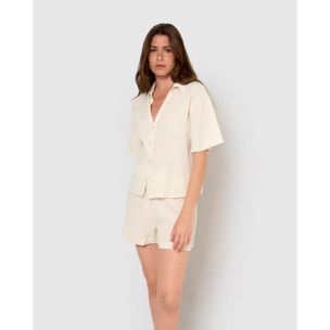Set de camisa y short de algodón lino natural