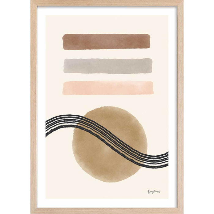 Poster Abstrait des années 50 Affiche + cadre en bois - Chêne