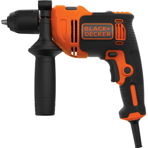 Perceuse à percussion filaire 710W 4 forets de perçage en coffret BLACK+DECKER BEH710K-QS