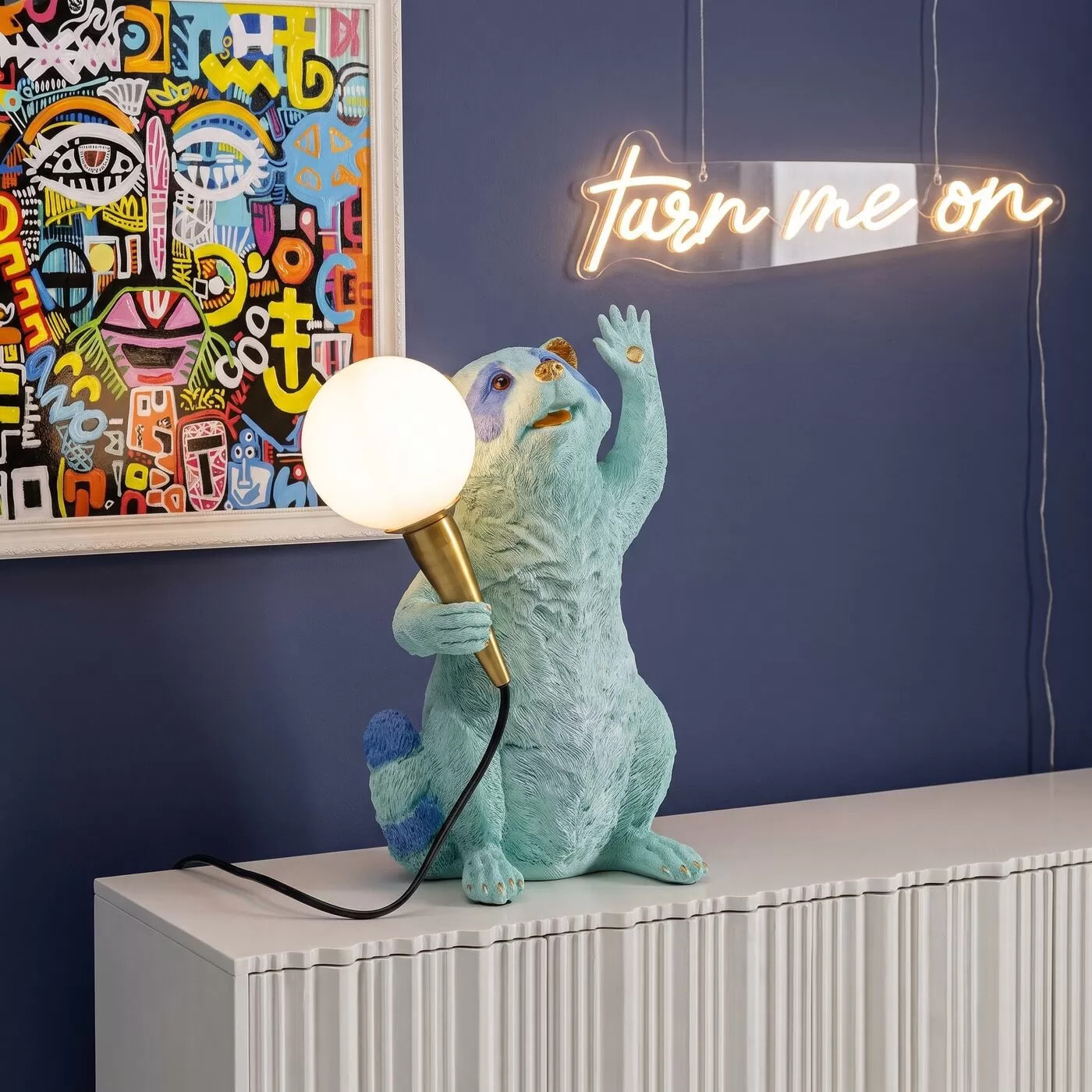 Lampe raton laveur bleu Kare Design