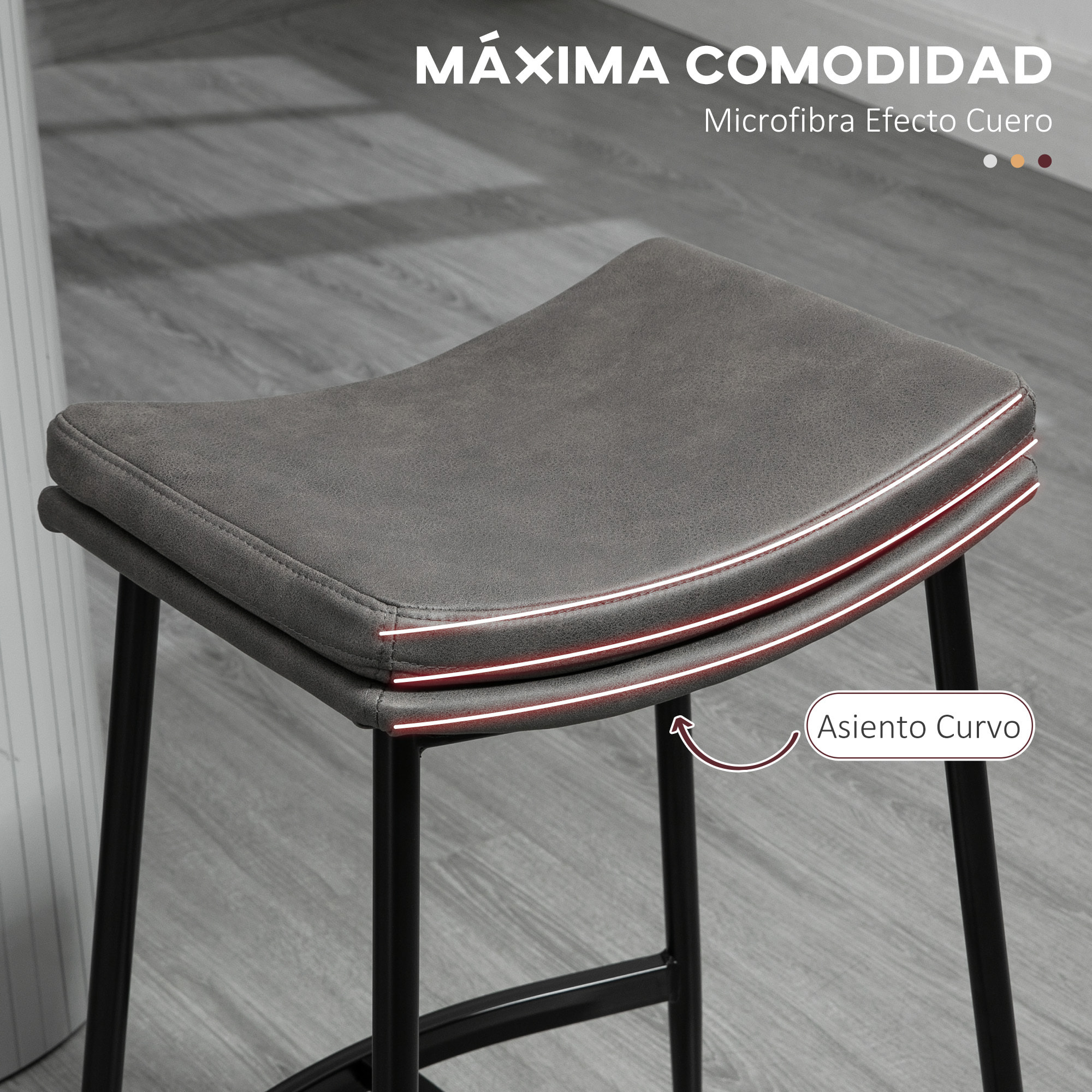 Conjunto de 2 Taburetes Altos de Cocina Sillas Altas de Cocina sin Respaldo con Estructura de Acero Estilo Industrial Carga 120 kg para Bar Salón Comedor Gris