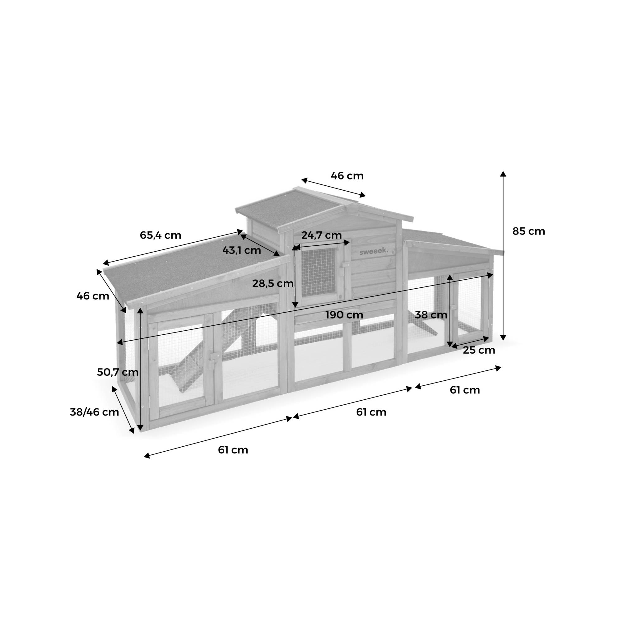 Clapier en bois Angora pour lapin et autres rongeurs. 4 lapins. cage à lapin avec enclos. espace intérieur et extérieur. poulailler