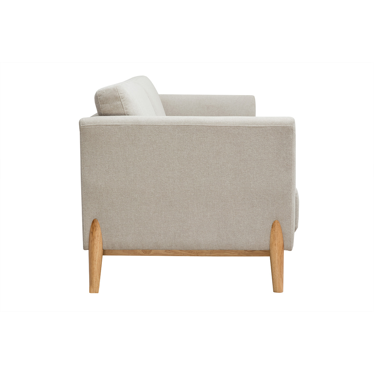 Canapé scandinave 4 places en tissu effet velours texturé beige et bois clair SINDRO