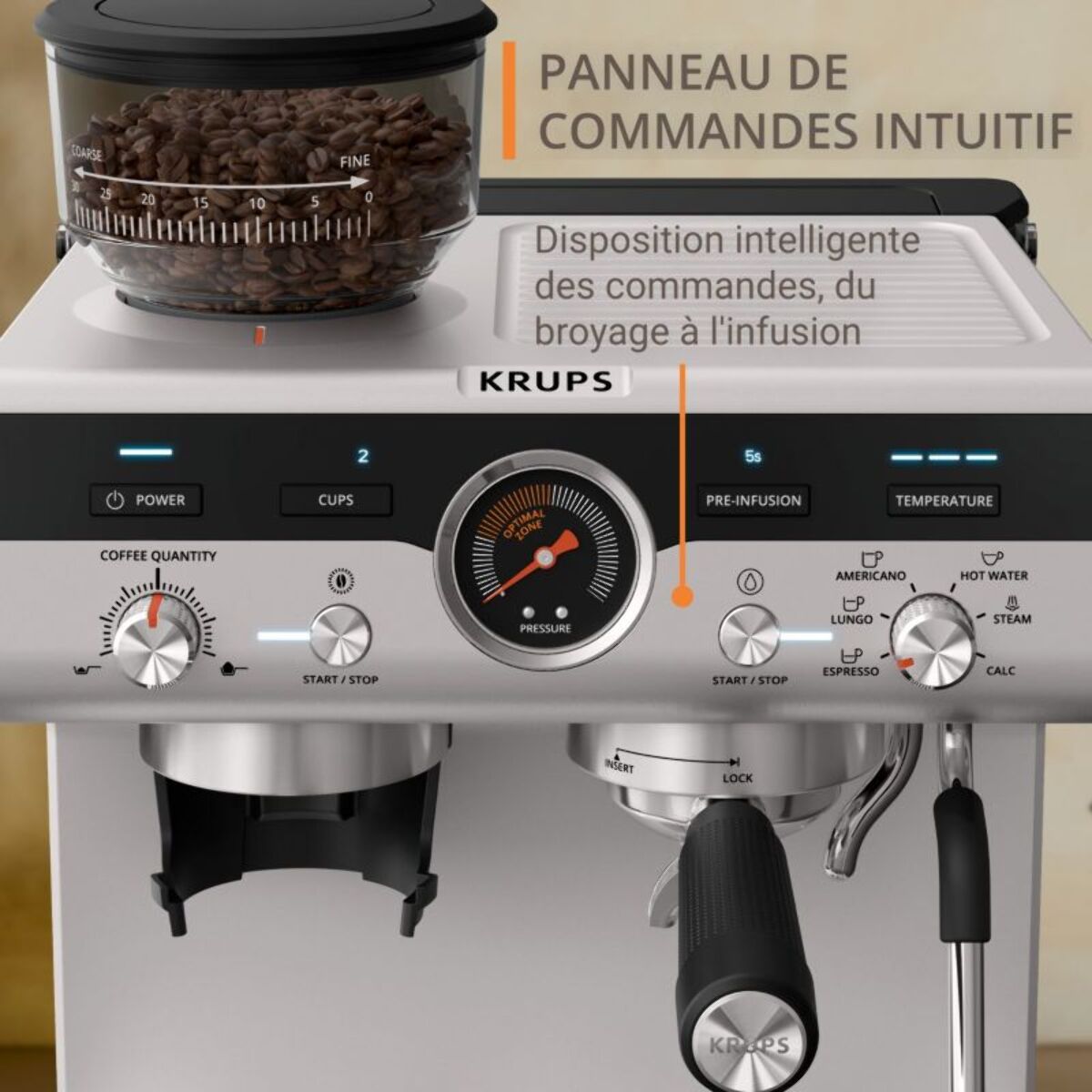 Machine à expresso KRUPS XP804T10 PRECISION