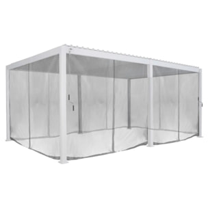 Kit de rideaux, moustiquaires et de rails pour tonnelle bioclimatique "Evora" 6 x 3,6m Gris clair