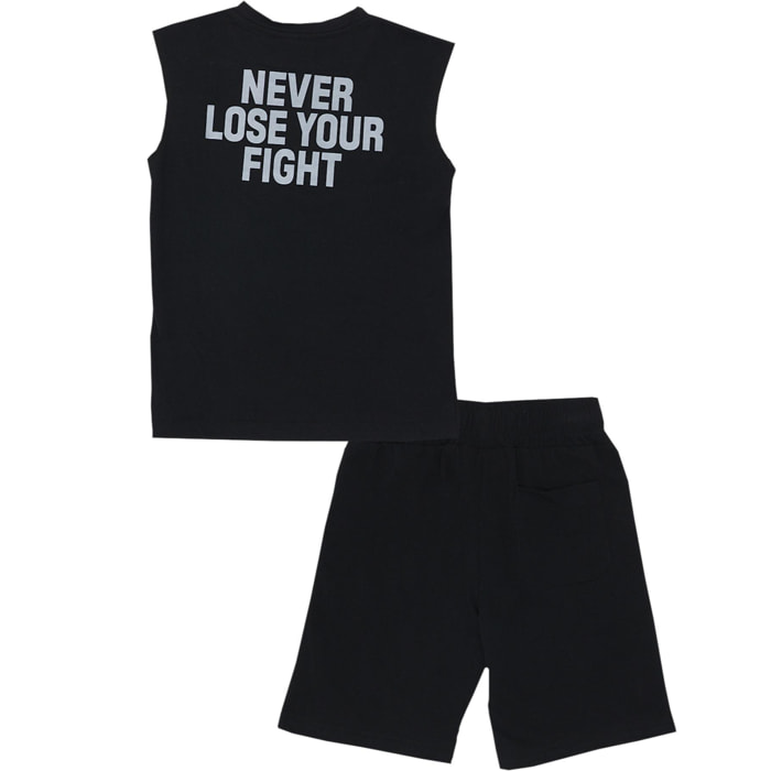 Set da bambino con t-shirt senza maniche e bermuda Fight Fluo