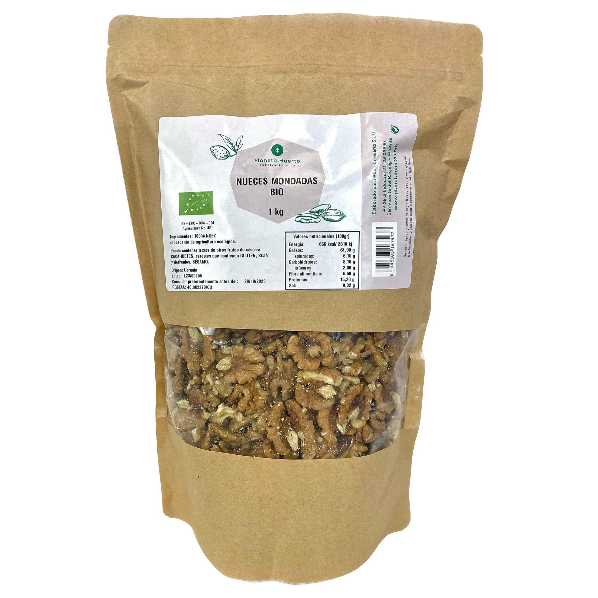 PLANETA HUERTO | Nueces Mondadas Ecológicas – Nutritivas y Versátiles, Perfectas para Repostería y Snacks, Envase de 1 kg