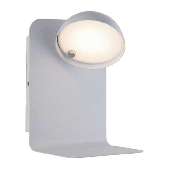 Applique LED BOING in metallo bianco con testa orientabile e presa USB