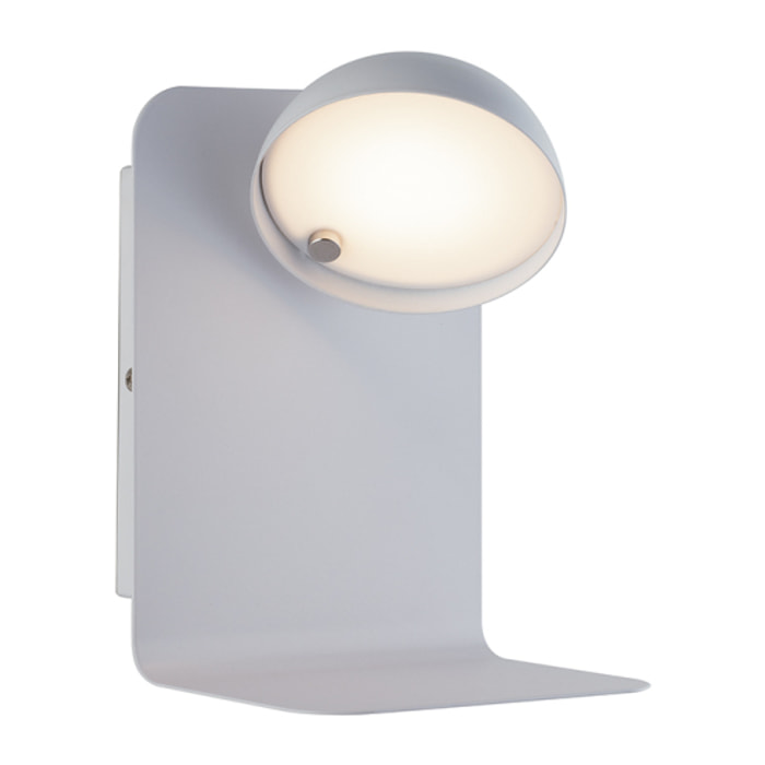 Applique LED BOING in metallo bianco con testa orientabile e presa USB