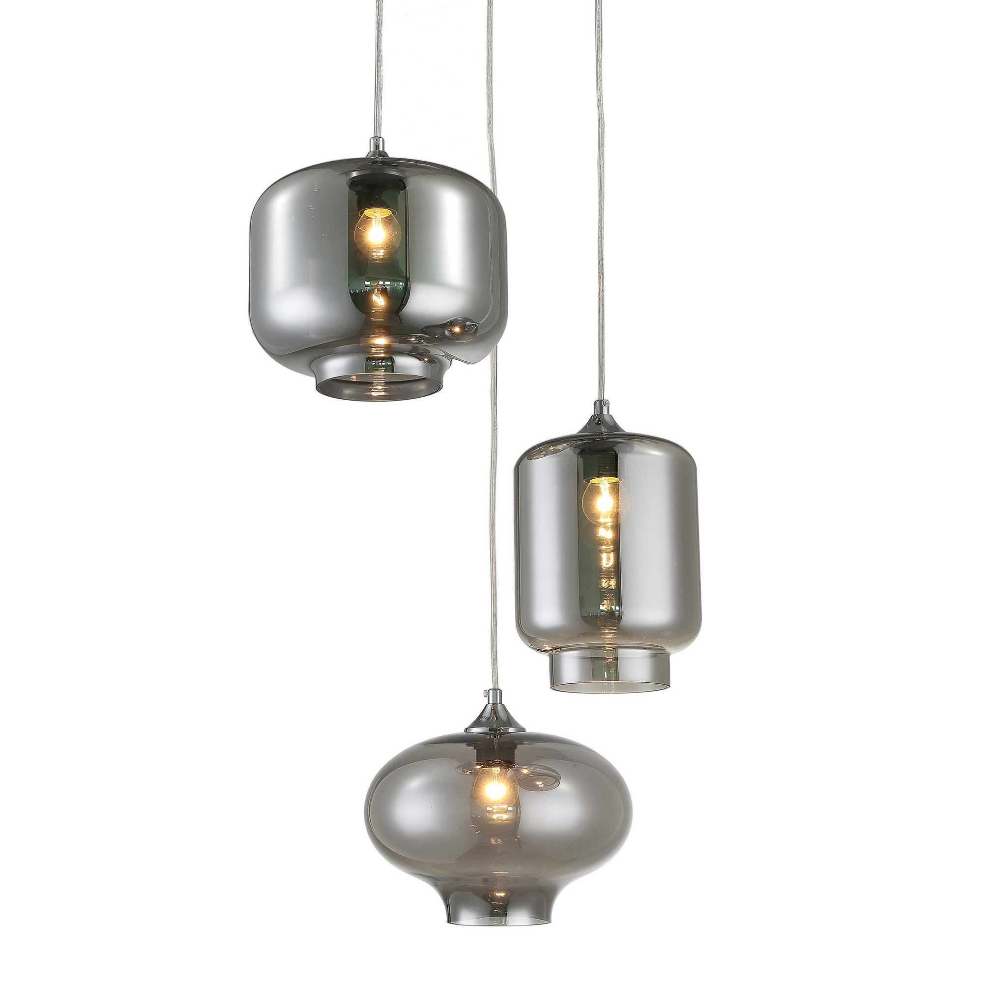 TOMASUCCI Lampadario 3 luci SAKY SMOKED MIRROR Grigio