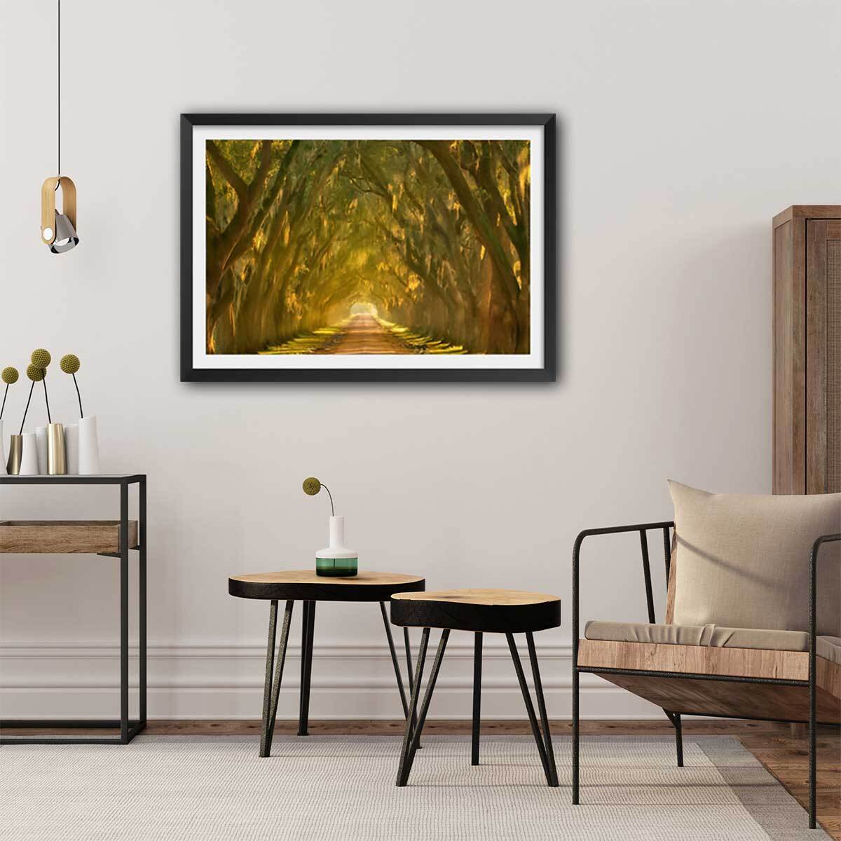 Affiche ""Allee enchanteresse"" Affiche + cadre en bois - Noir