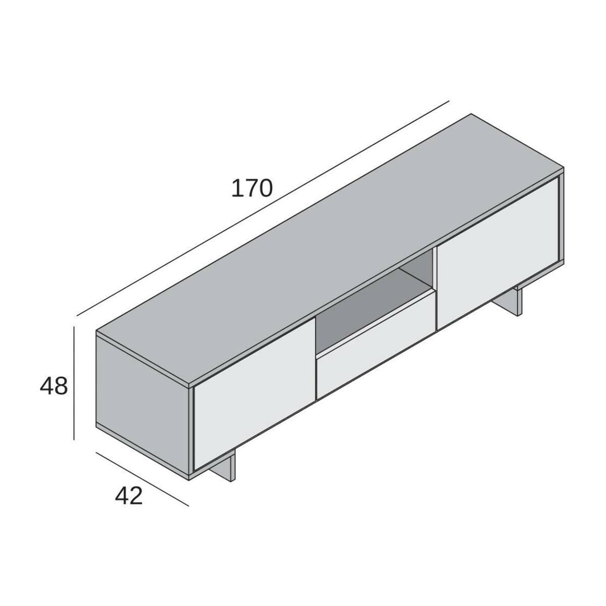 Mobile Porta TV Darrighin, Supporto per televisione da salotto, Credenza bassa da soggiorno a 2 ante e 1 cassetto, 100% Made in Italy, 170x42h48 cm, Bianco