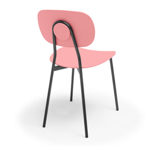 Fabriano - Set di 4 sedie di design in metallo e PP, stile moderno, colore elegante rosa