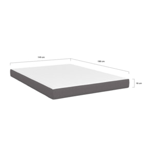 Matelas mémoire de forme - 140 cm - Dessus design blanc, coté design gris