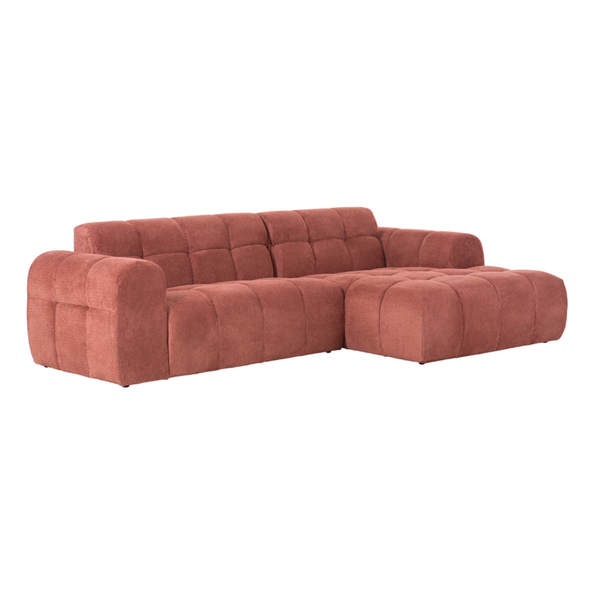 ALINE Canapé d'angle 3/4 places nuage en velours terracotta