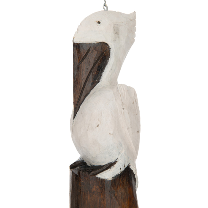 J-Line carillon Pélican - bois/bambou - blanc/brun