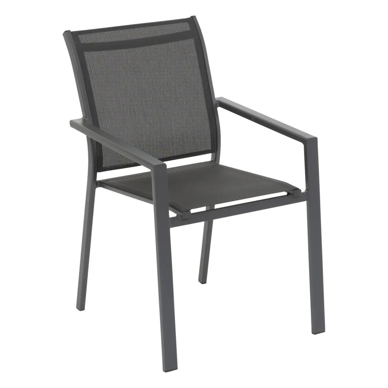 Fauteuil de jardin empilable "Essentia" anthracite & graphite en aluminium traité en epoxy