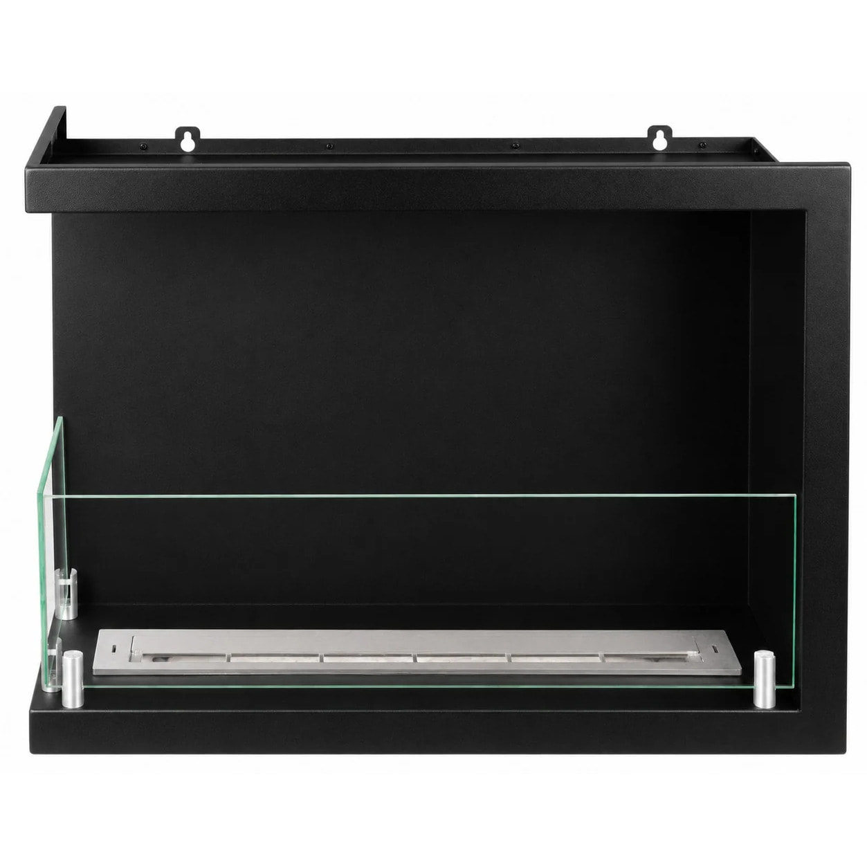 Sutri 60 - Camino a Bioetanolo da Incasso Angolare Sinistro 60x45x22,4 cm con Bruciatore 1,5lt in Acciaio