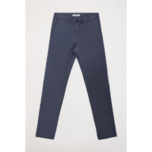 Pantaloni chino slim fit blu denim con particolare Polo Club