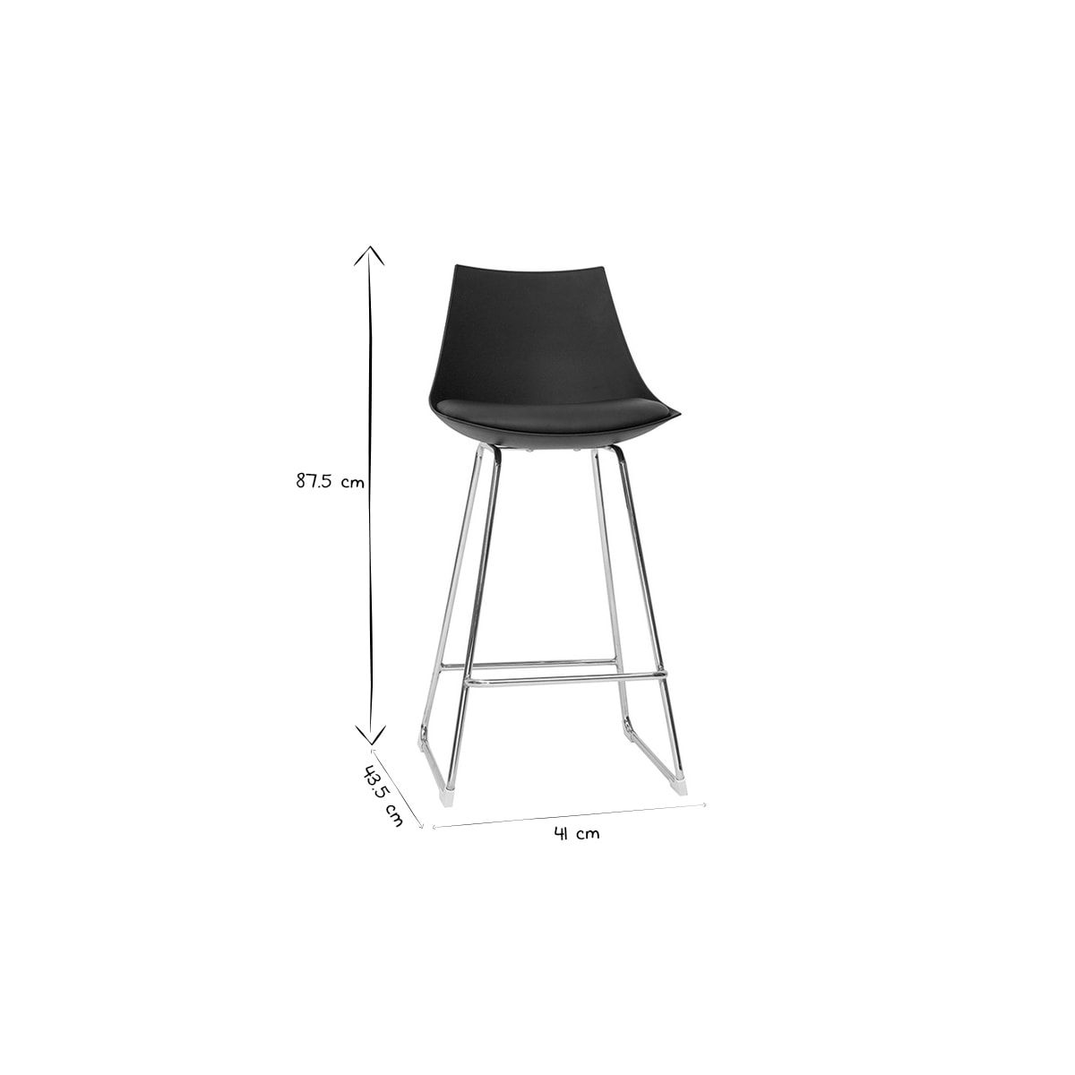 Tabourets de bar design noirs 65 cm (lot de 2) JUNE