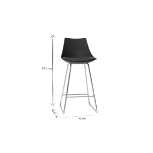 Tabourets de bar design noirs 65 cm (lot de 2) JUNE