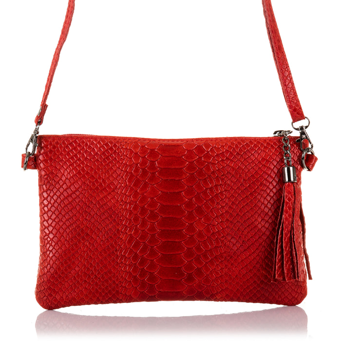 Deanna Borsa a mano Donna.Pelle autentica Camoscio Inciso Serpente