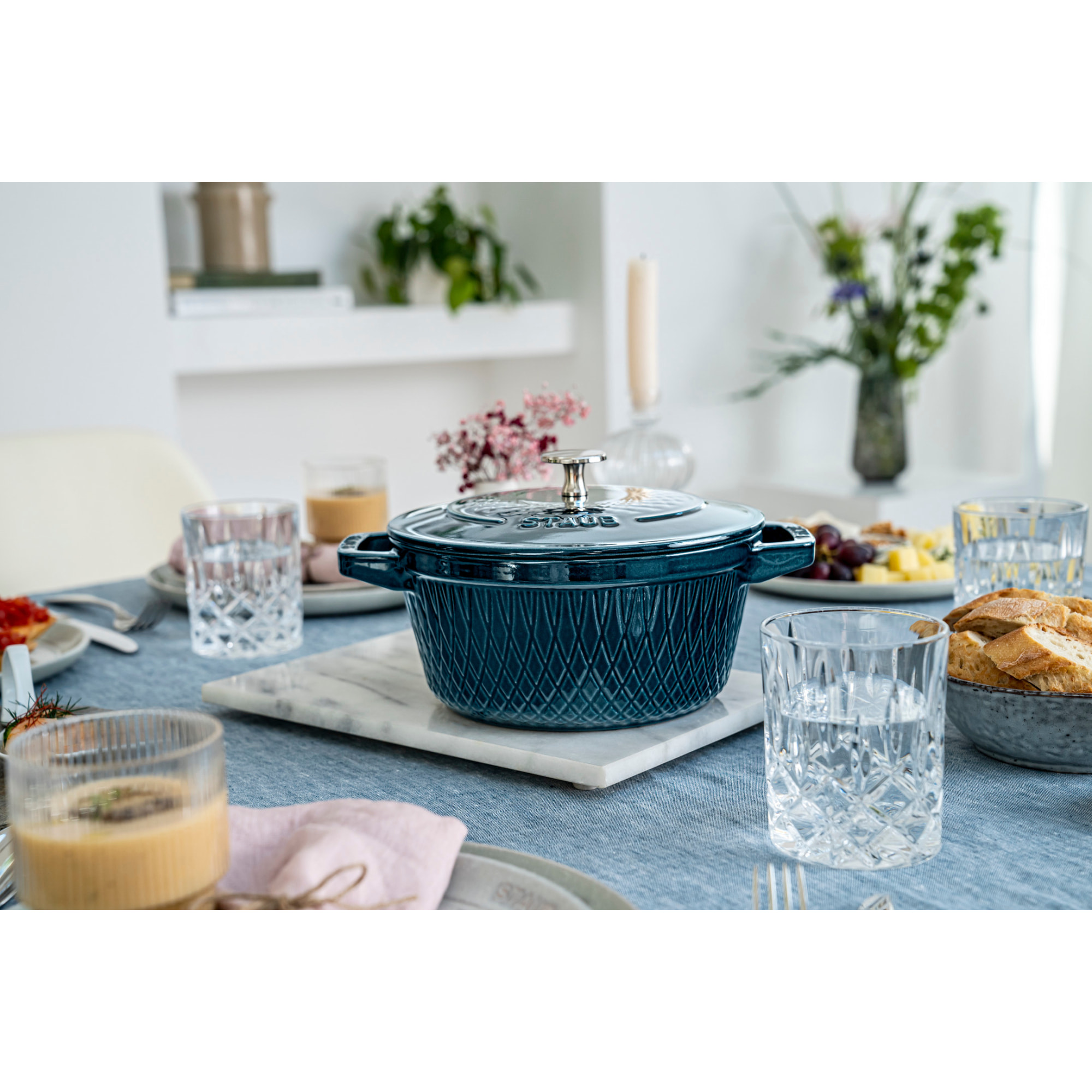 Cocotte twister 20 cm, Rond(e), La Mer, Fonte