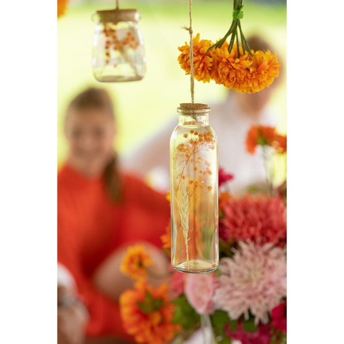 J-Line Suspension Bouteilles Fleurs Sechees Colorees Mix Medium Assortiment De 4