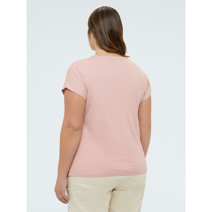 Fiorella Rubino - T-shirt con drappeggio e punti luce - Rosa cipria