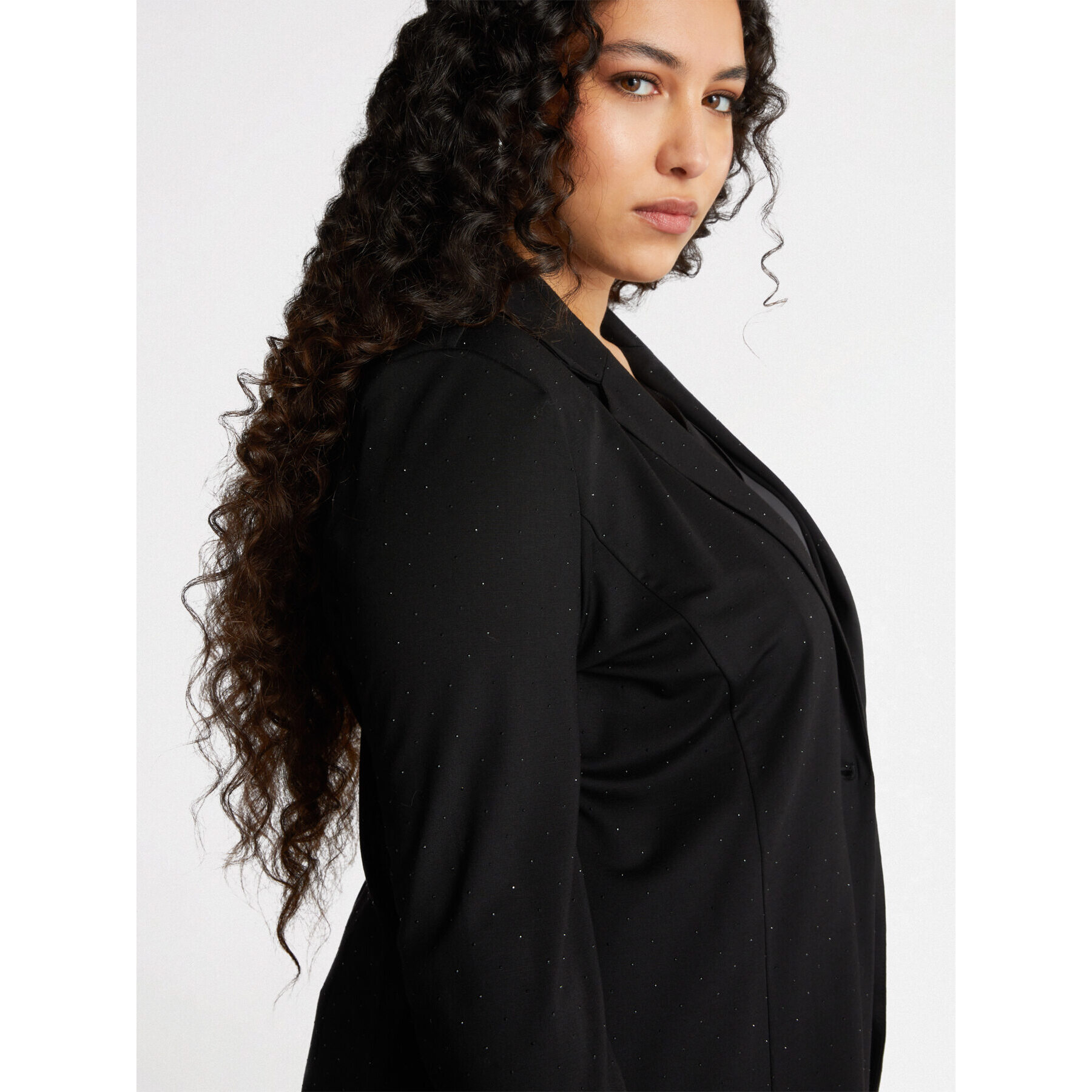 Fiorella Rubino - Top en dos tejidos con escote en pico - Negro