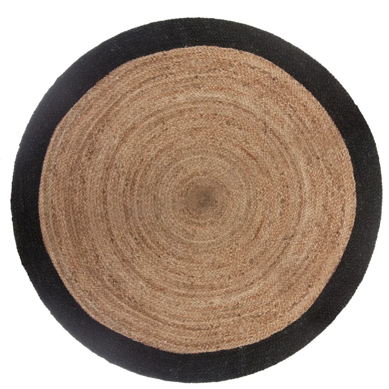 Tapis en jute bord noir noir D120cm