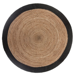Tapis en jute bord noir noir D120cm