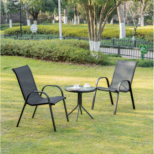 Set di 2 sedie da giardino Sofia in metallo e textilene nero