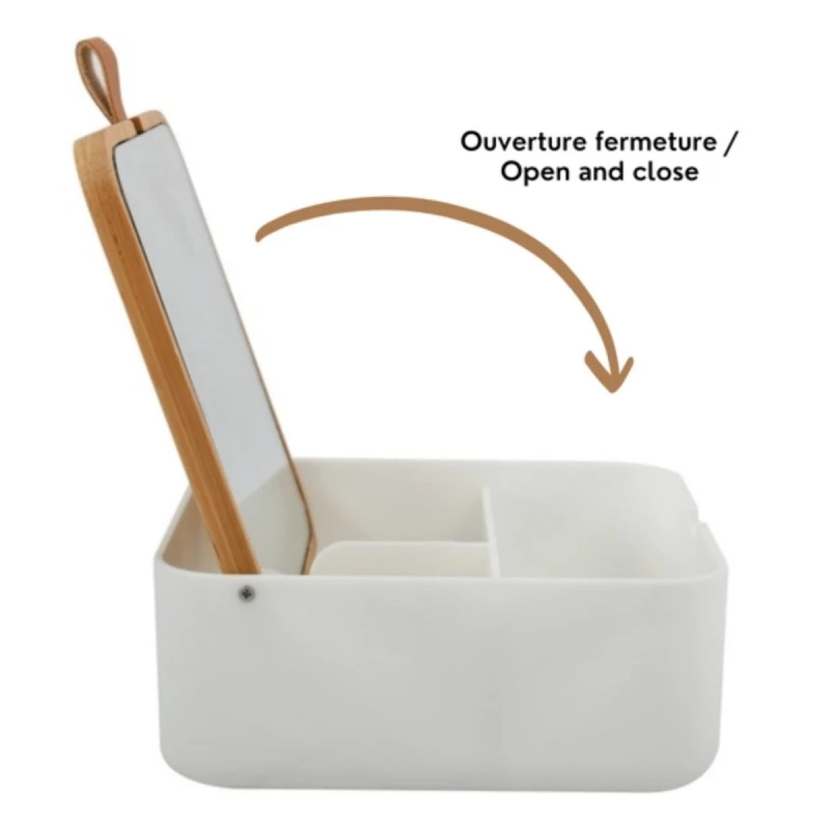Boîte à bijoux avec miroir Bambou & PS carré ALAIS Blanc Spirella