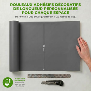 Rouleau adhésif décoratif Vinyle au Mètre - Gris fonce - Sticker Lavable Imperméable Mur Cuisine Meubles
