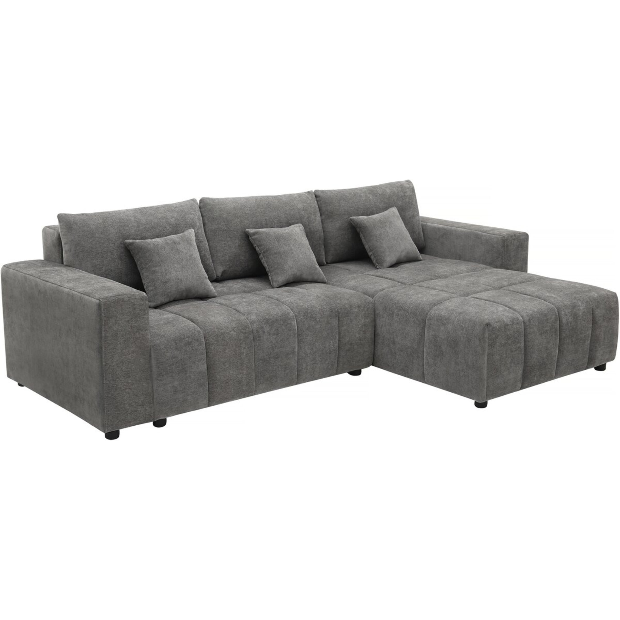 Canapé d'angle réversible/convertible en tissu - "George" - 4 places - Gris