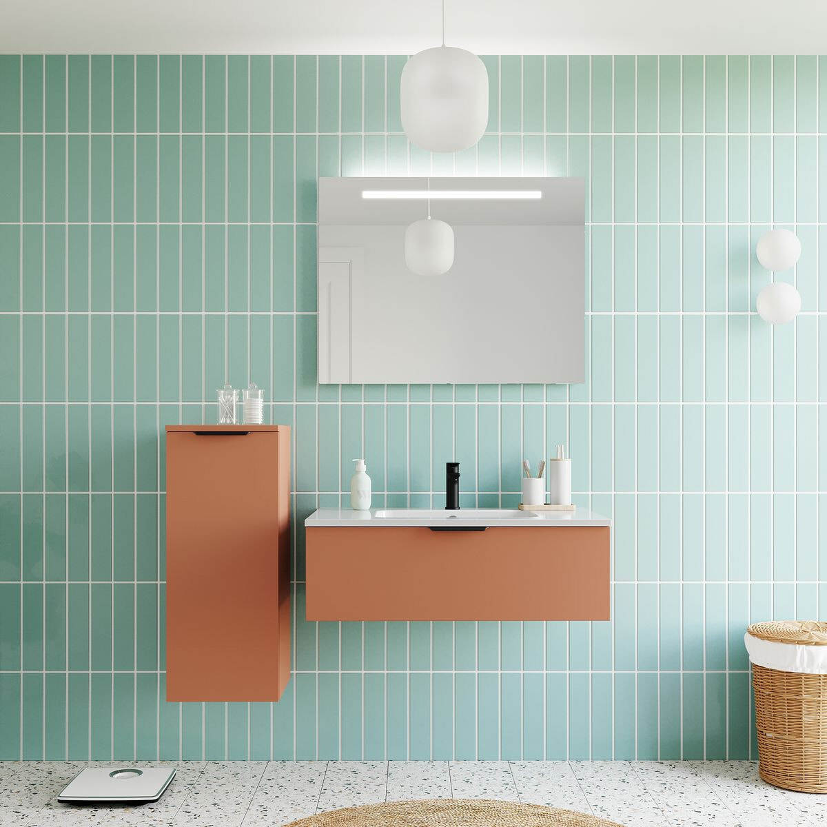 Meuble salle de bain vasque intégrée 1 tiroir - SOHO