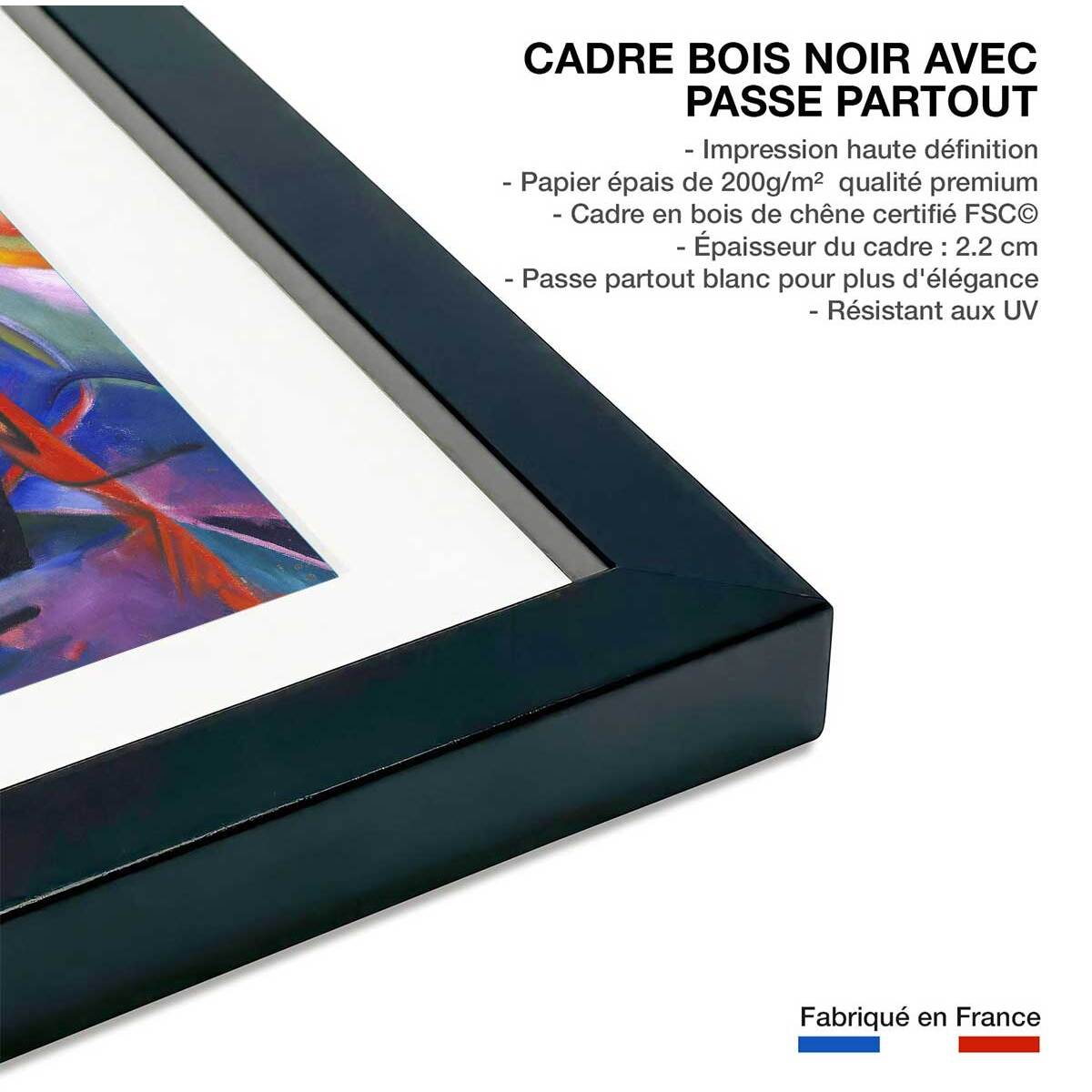 Poster Fighting forms- par Franz Marc Affiche + cadre en bois - Noir