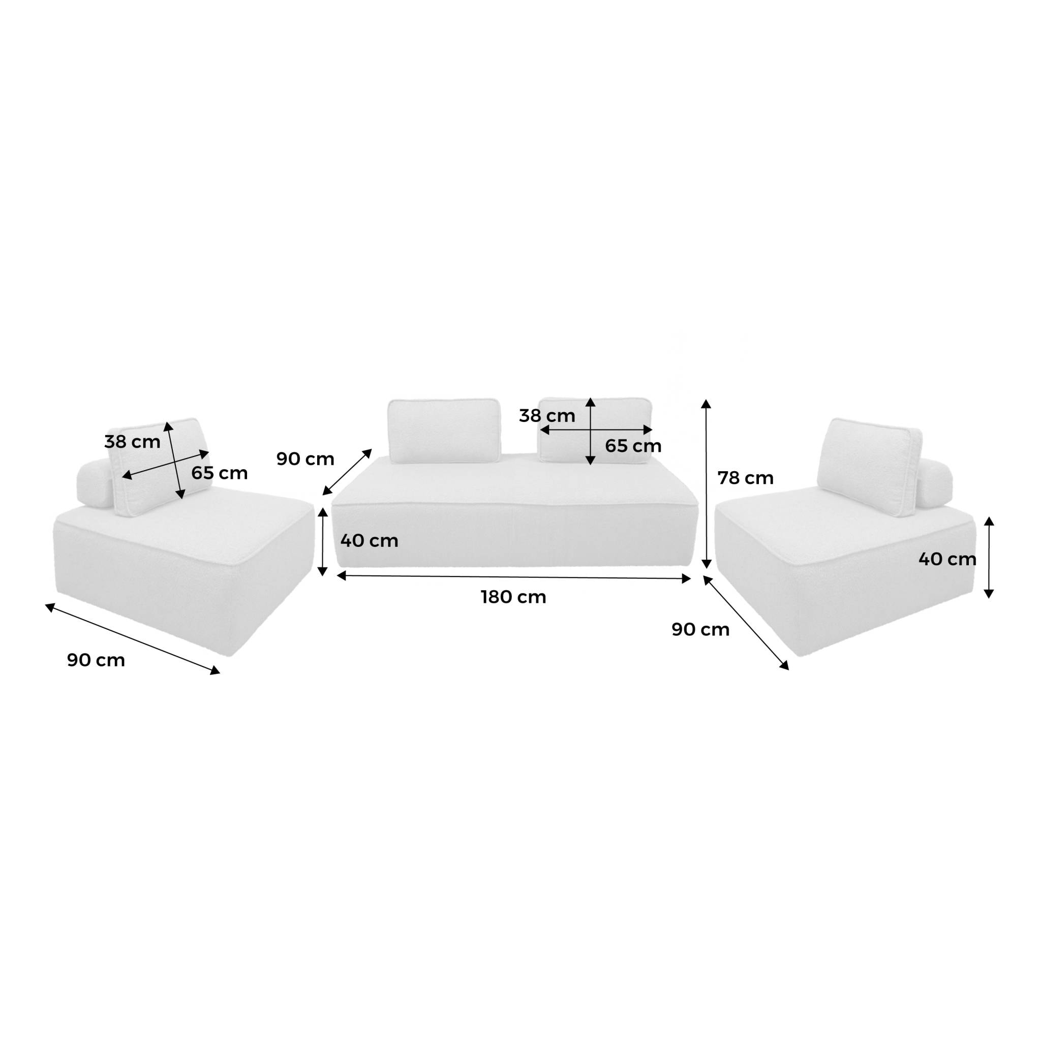 Ensemble chauffeuses pour canapé modulable 4 places bouclette beige - Bao