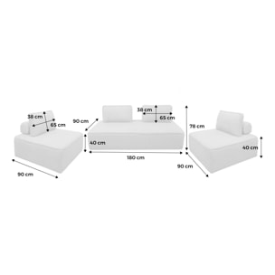 Ensemble chauffeuses pour canapé modulable 4 places bouclette beige - Bao