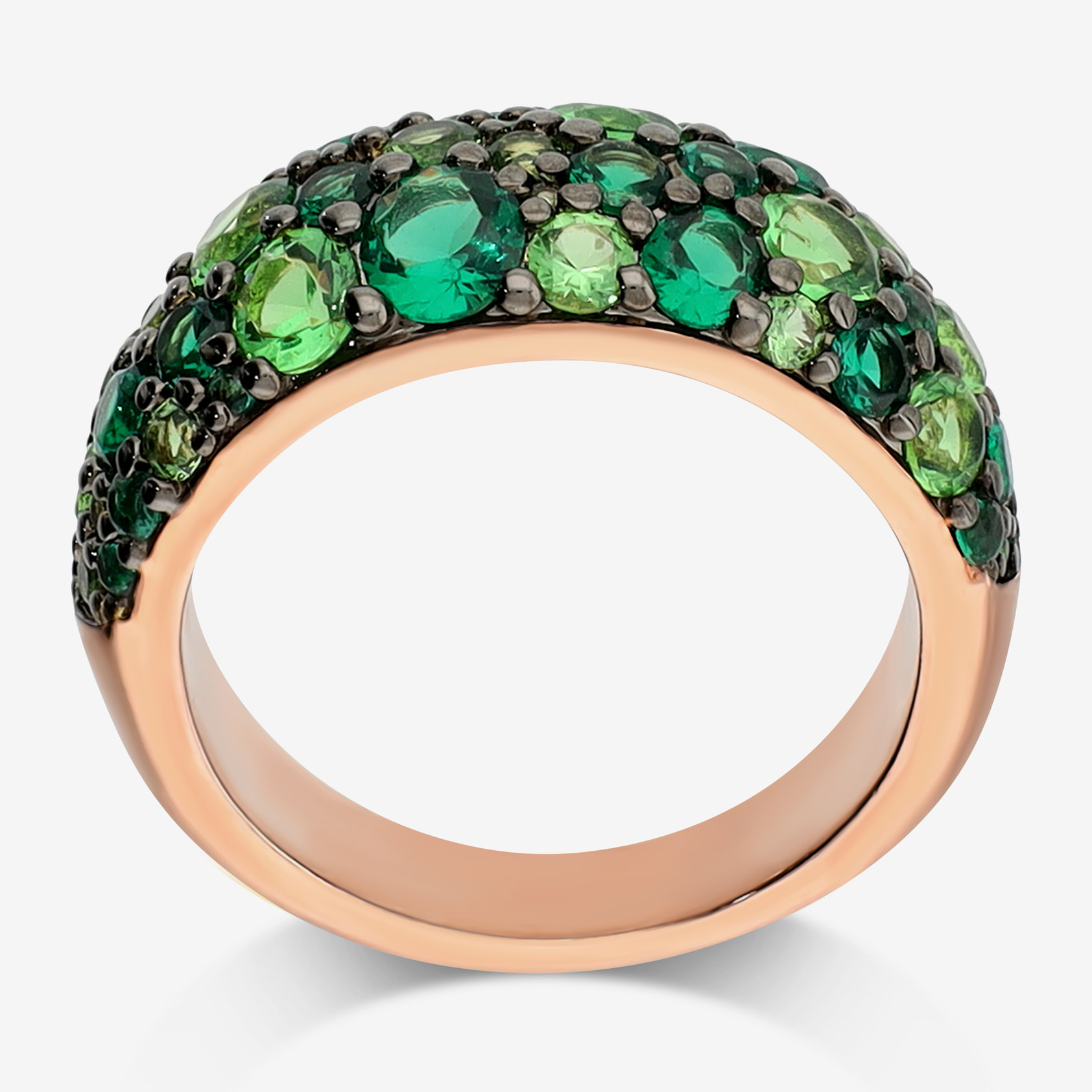 Anello a Fascia con Pavé di Cubic Zirconia Verde