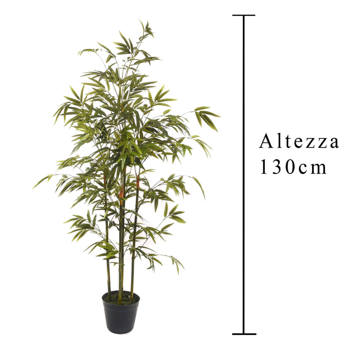 Mini Bamboo A 5 Diramazioni Con Vaso. Altezza 130 Cm - Pezzi 1 - 65X130X65cm - Colore: Altro - Bianchi Dino - Piante Artificiali