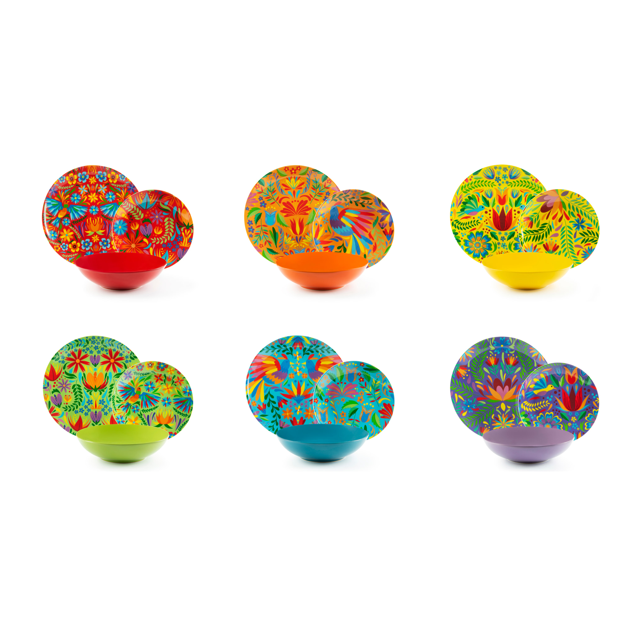 Service de table 18 pièces Excelsa – Mexican Flowers, Porcelaine Multicolore